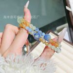 莫奈蓝晶手链diy 手工圆珠批发 天然水晶手串爆款饰品 珠宝首饰厂