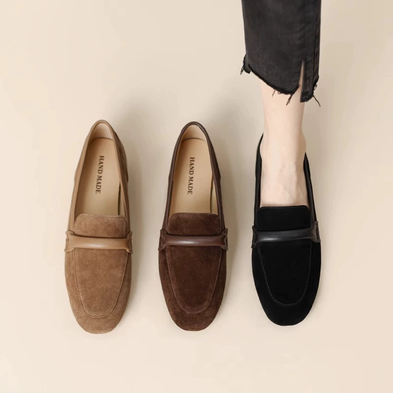 Мягкая овчина Французская ретро плоская обувь Lefu Женская весна и осень 2025 Новый английский стиль дикая кожа мягкая подошва одиночные туфли