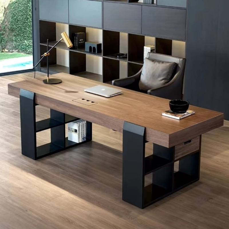 Solid wood Italian light luxury minimalist double office desk…