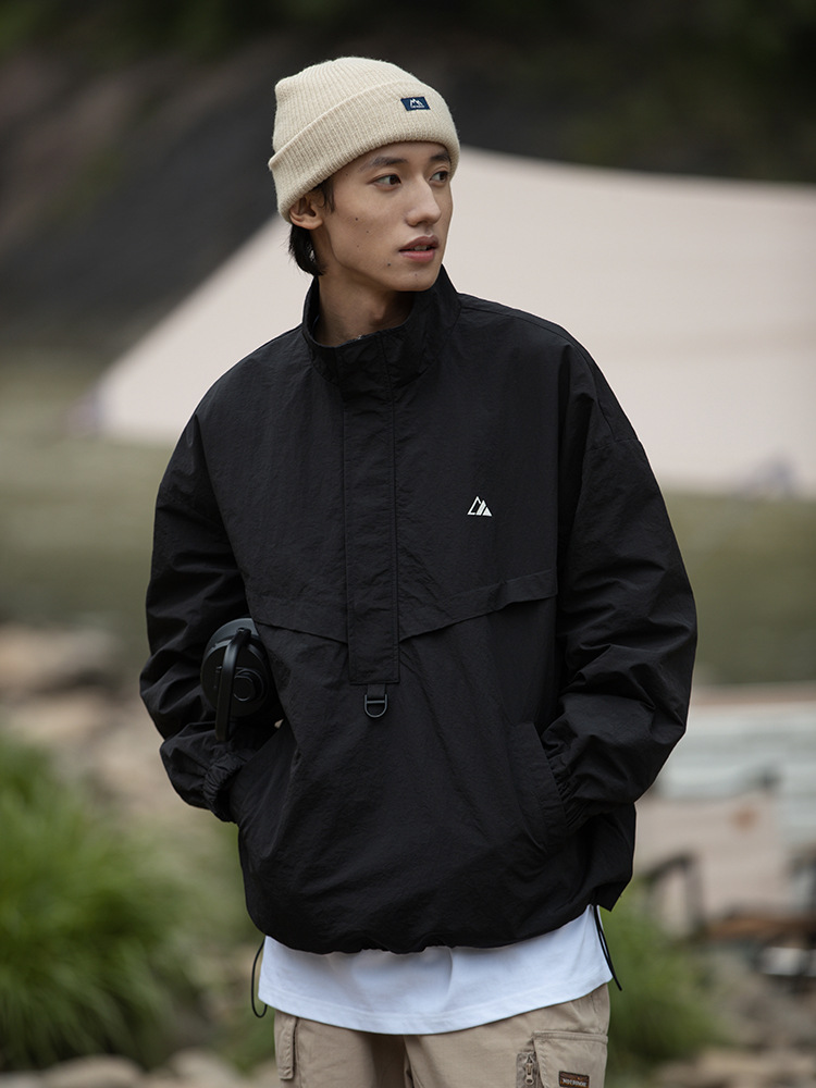 Chaqueta de Montaña para Hombre, Estilo Informal, Resistente a la Intemperie, Modelo Nuevo de Primavera 2025, Chaqueta Funcional con Media Cremallera y Diseño de Parches para Parejas