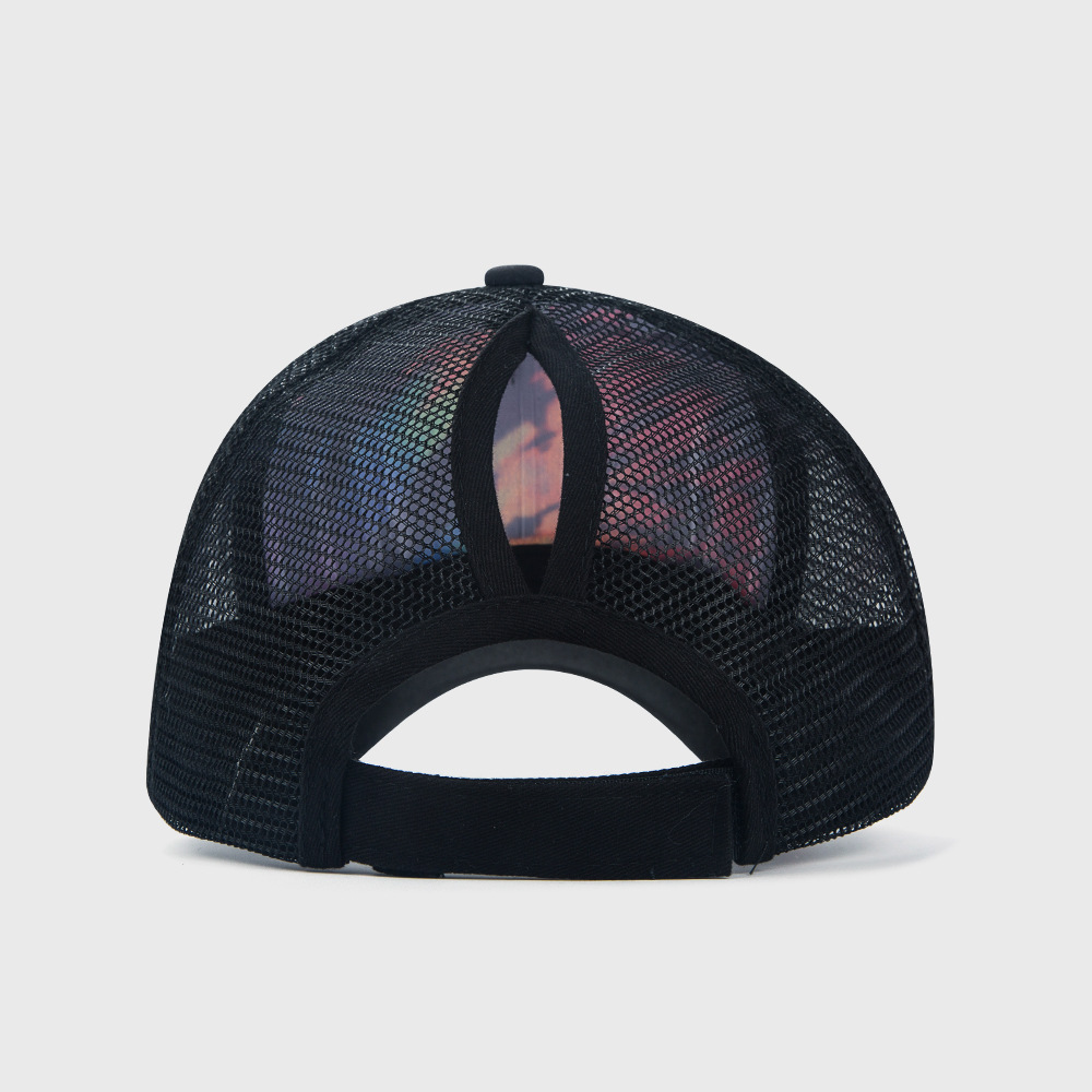 Fashion Contrast Color Pattern Ponytail Mesh Hat Wholesale display picture 3