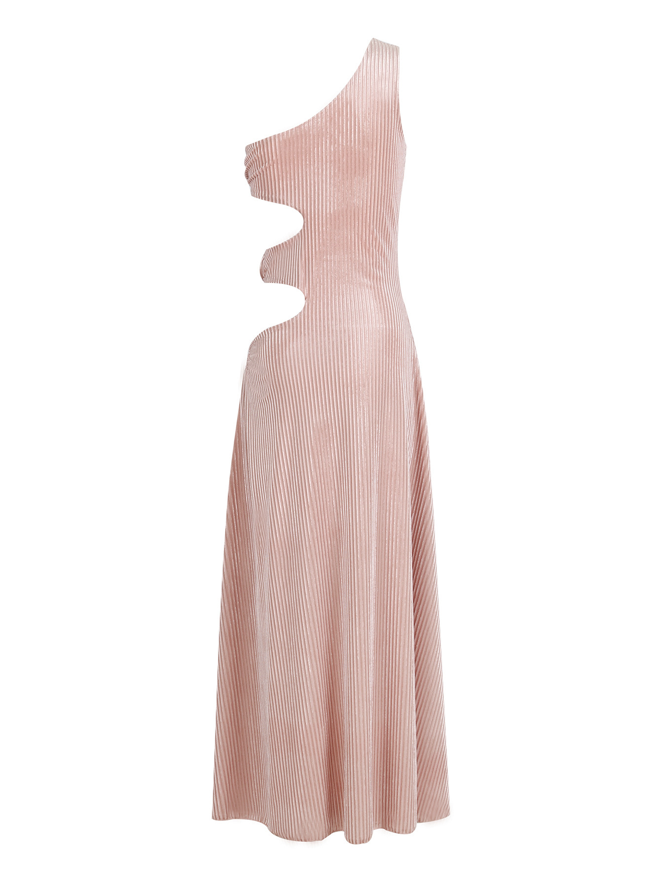 Holiday Occasion Oblique collar Neckline Wholesale Women's Elegant Sexy Thigh Slit Hollow Out Solid Color Holiday Oblique Collar Sleeveless Sheath Dress