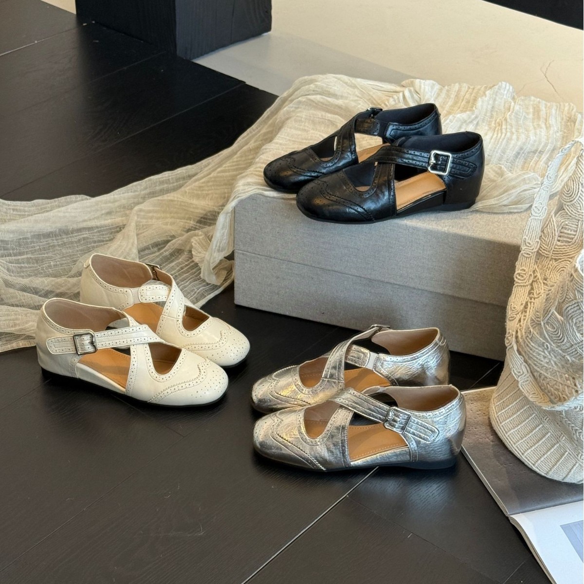 MARCO&JOYCE High quality retro fashionable shoes, balletcore style, Collection Year 2026, princess style, suitable with a skirt