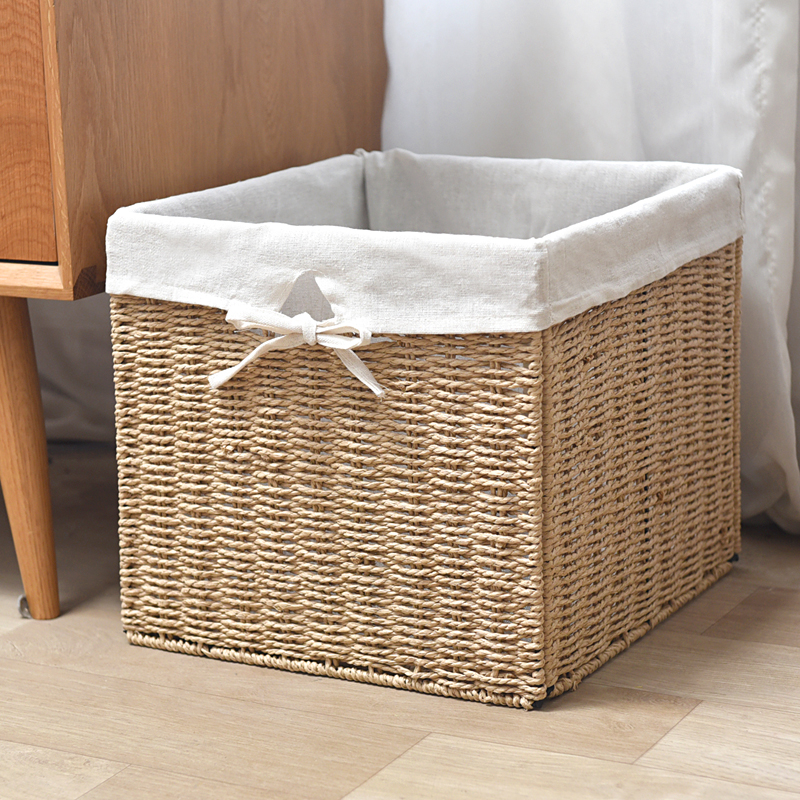 Cesta de almacenamiento Cesta de almacenamiento de ratán Cesta de almacenamiento de caja de acabado plegable de paja Cesta de almacenamiento Cesta de almacenamiento Libro de Kalaike Chen Zhihong