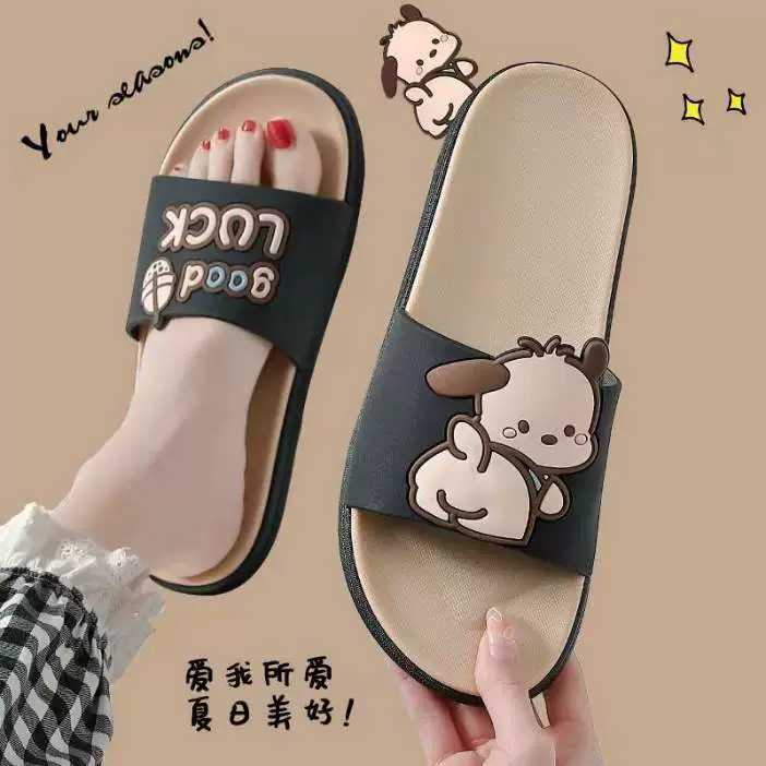 Женские летние новые корейские стильные женские шлепанцы Ins Internet Celebrity на мягкой подошве для ванной комнаты в помещении и на открытом воздухе с мультяшным рисунком, нескользящие женские шлепанцы для купания