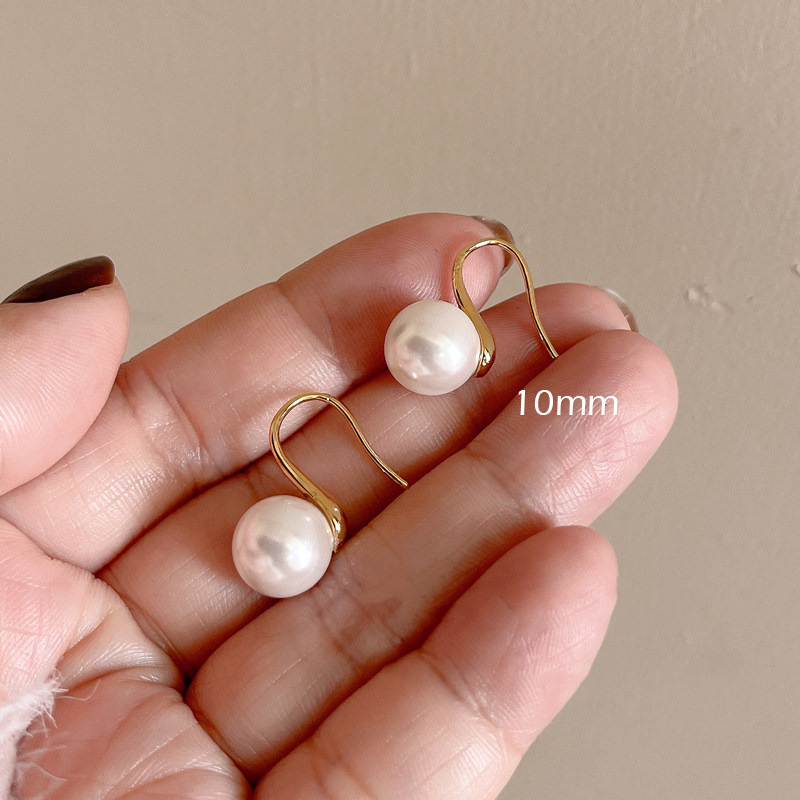 41#（10mm）白色珍珠金色耳钩