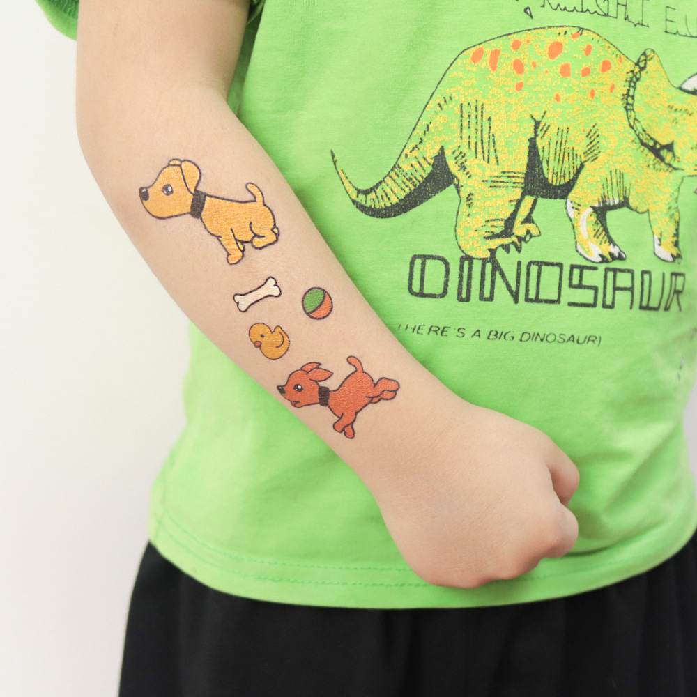 Dibujos animados para mascotas niños tatuaje pegatinas gato y perro lindo patrón tatuaje pegatinas fabricante FDA certificación en stock al por mayor