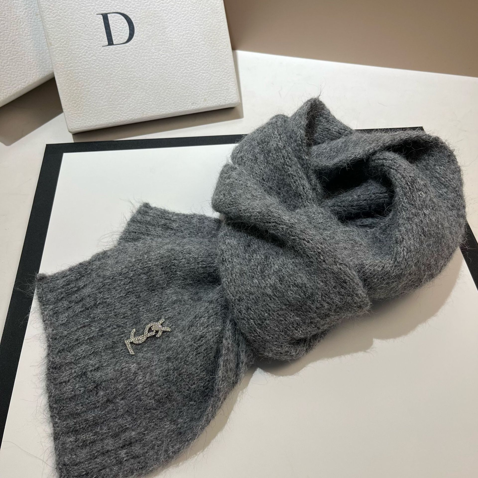 Koreaanse versie VSL alpaca voor vrouwen in de winter, warme, zachte, kleverige, zoete, modieuze, wollen gebreide sjaal met verlengde