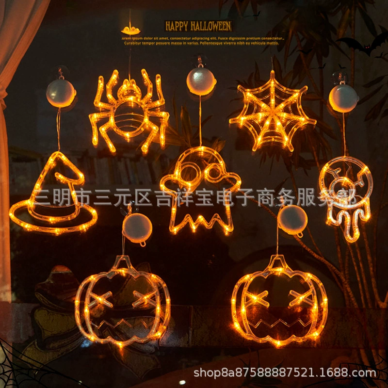 Хэллоуин Вечеринка присоска кулон светодиодная гирлянда свет тыква летучая мышь паук призрак ювелирные изделия DIY вечерние украшения на Хэллоуин