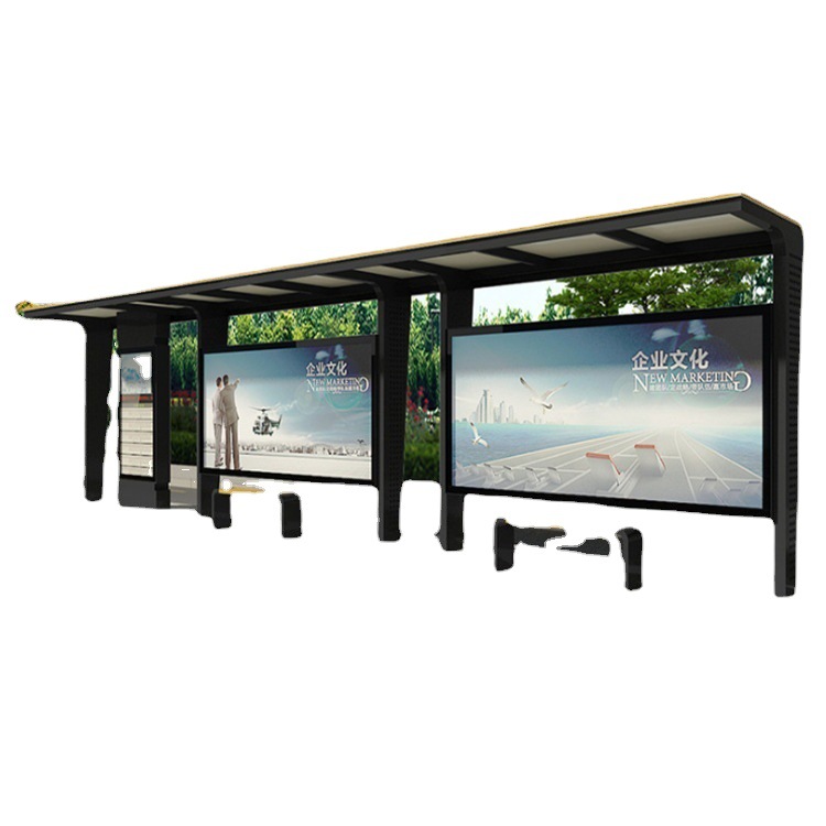 不锈钢候车亭 城市仿古公交车站台 公交车亭保安亭都市亭灯箱AL67