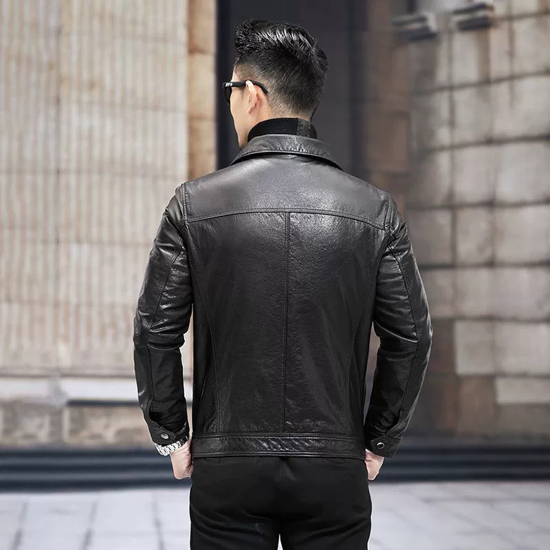 Кожаная куртка для отдыха, натуральная кожа, Slim fit