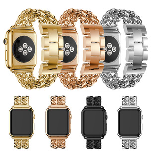Suitable for Apple Double Row Denim Strap Iwatch87se654321 Generation Alloy Stainless Steel Metal Watch Band