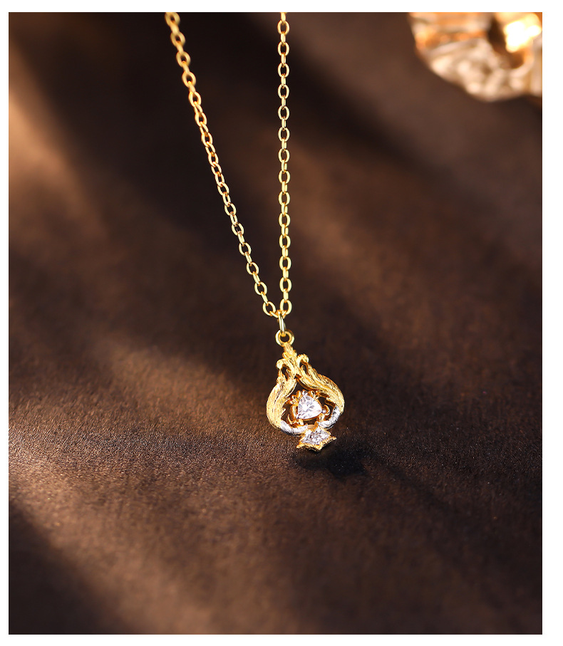 Collana in argento sterling retrò leggera di lusso con zirconi, stile ins, pendente con separazione avanzata dei colori, catena per il collo_voghion.com