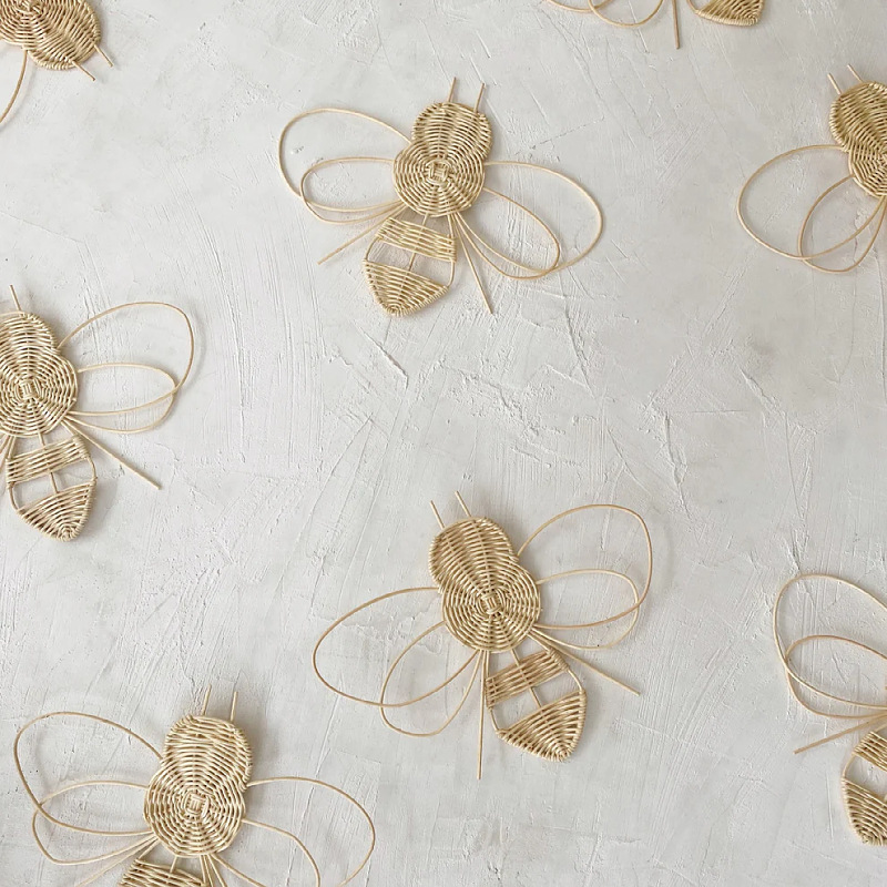 Tejido a mano de caña colgante de pared decoración de abeja red decoración de pared europea americana colgante de pared