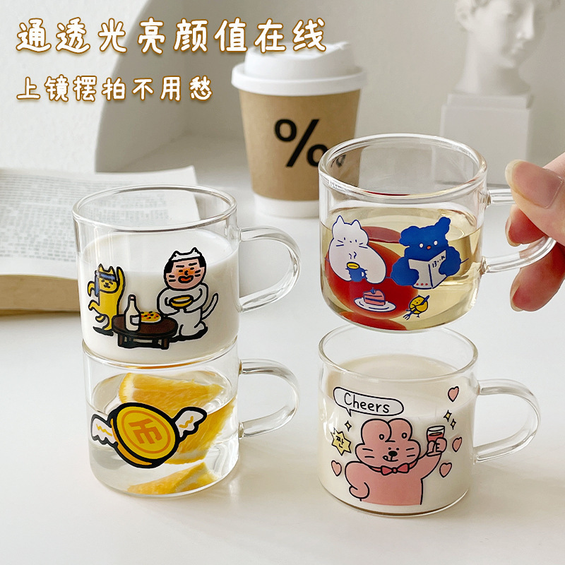 ins风小酒杯耐高温防爆玻璃杯小茶杯卡通白酒烧酒杯子迷你清酒杯|undefined