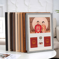 Wedding certificate frame, solid wood DIY couple husband and wife wedding registration wedding photos certificate photo certificate gift commemorative decoration