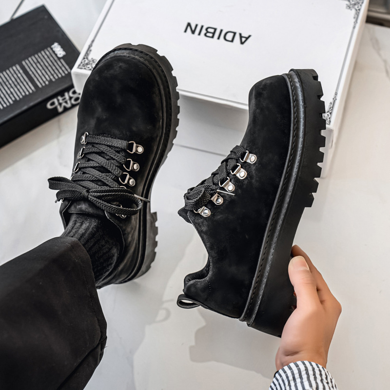 【Wasteland Style Big-Toe Leather Shoes】2026 New Model Men's Shoes Spring and Autumn Derby Thick-Soled Height-Increasing Martin Boots