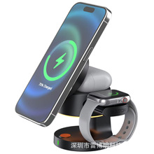 新款磁吸四合一无线充适用苹果三星手表折叠触摸小夜灯无线充电器