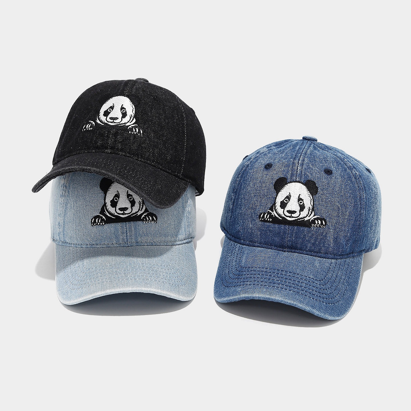Art japonés panda gigante bordado vaquero sombrero de lengua de pato mujer moda coreana casualidad sombrero de béisbol suave sombrero de hombre sombrero deportivo