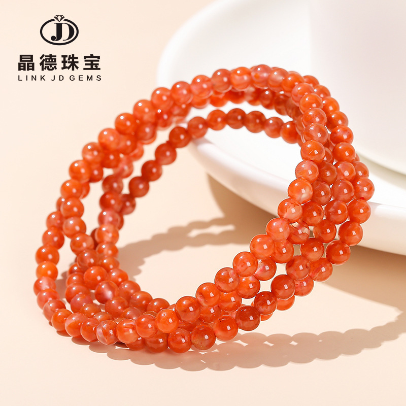 Jingde jewelry natural flame pattern south red agate multi-circle bracelet girl retro agate bracelet jewelry wholesale
