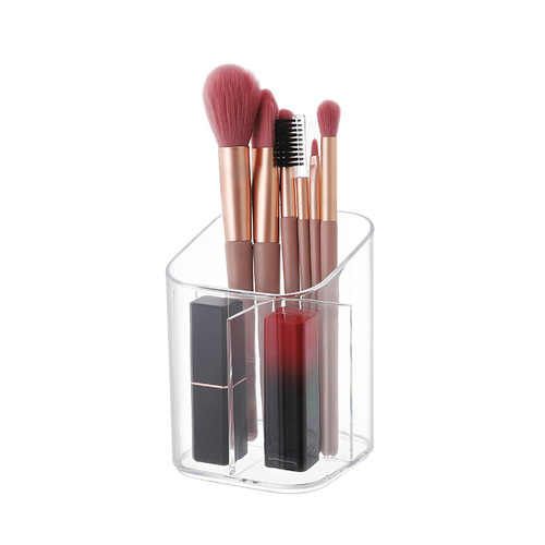 Acrylic transparent divided pen holder makeup brush storage bucket large capacity brush eyebrow pencil desktop cosmetics storage box