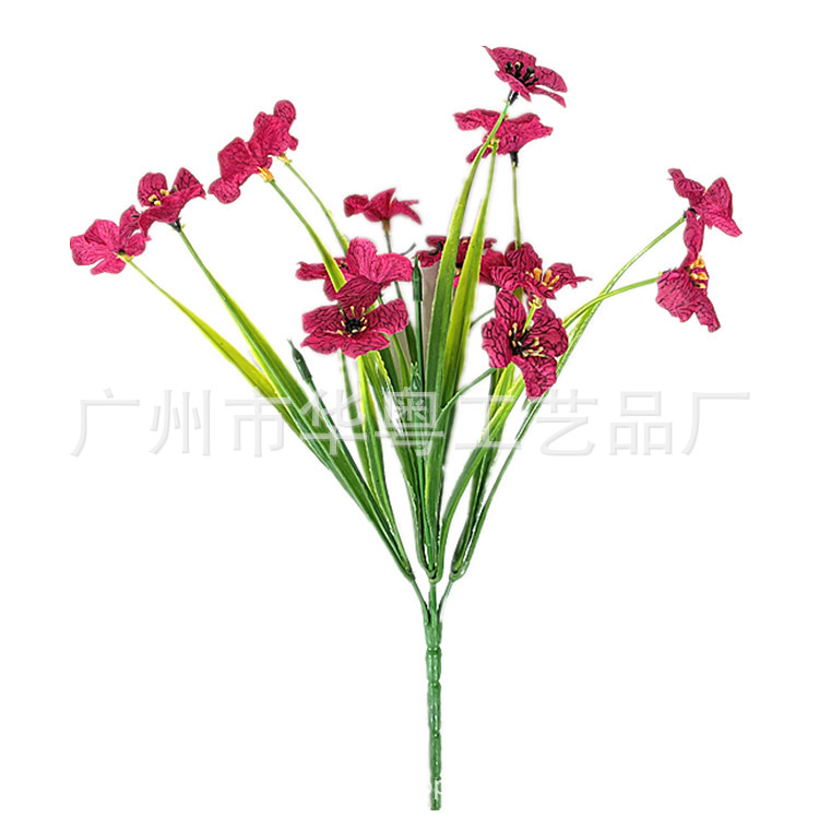 Amazonas primavera hierba flor simulación 5 plantas de agua violeta Flor de seda serigrafía Margarita bailando orquídea bailando