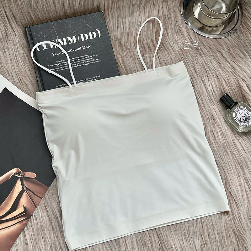 Бюстгальтер бесшовный из шелка-льда Camisole топ с встроенными чашками, регулируемые лямки, размеры S–XXXL