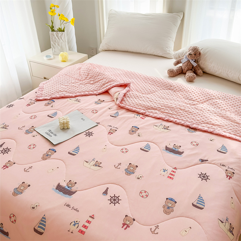 Edredón fresco de verano de frijoles de seda helada Edredón de aire acondicionado Edredón de verano para niños de verano Edredón fino lavable a máquina