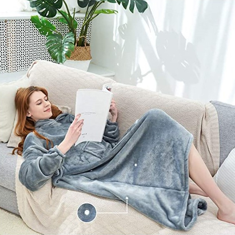 GraceChic GraceChic Cross-Border Couple Nightgown Double-Sided Flannel Long Hooded Pajamas For Women European And American Style One-Piece_voghion.com