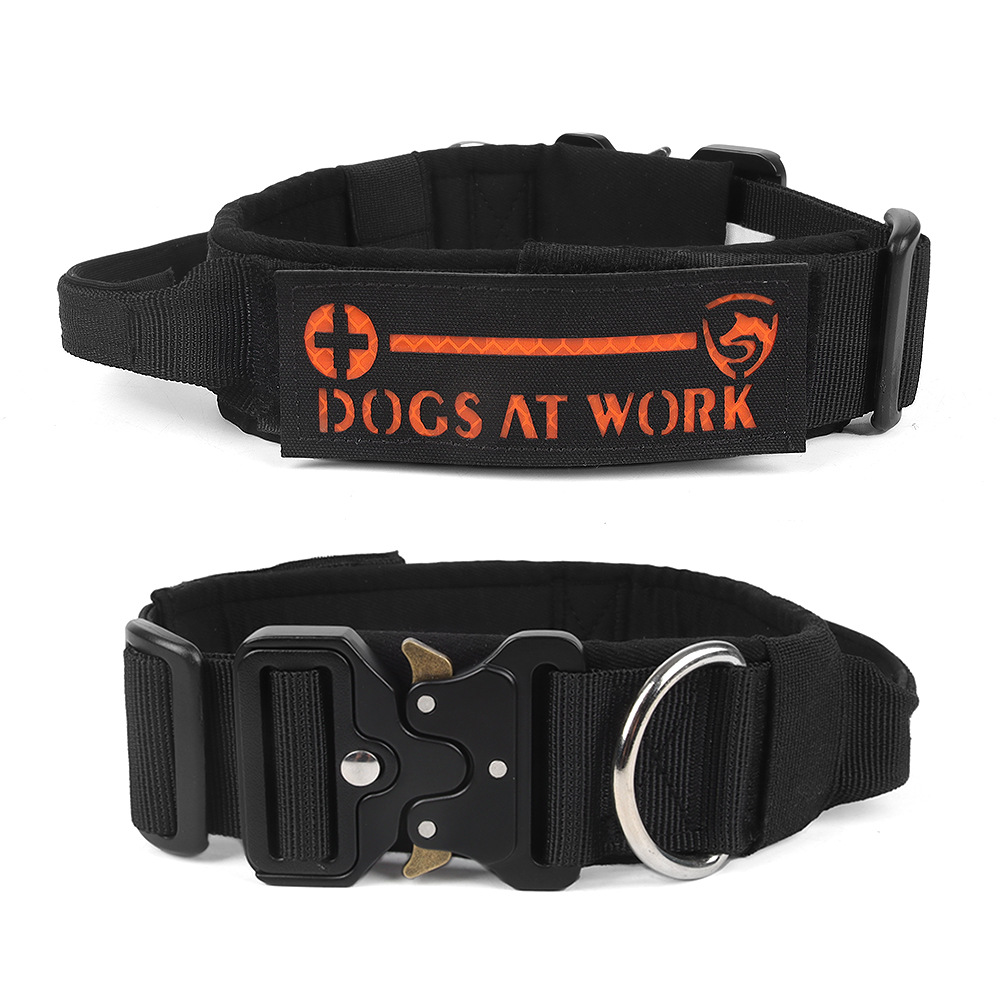Collar táctico para perros, collar táctico para mascotas, collar de nylon, tracción al aire libre ajustable, collar para perros de tamaño grande y medio