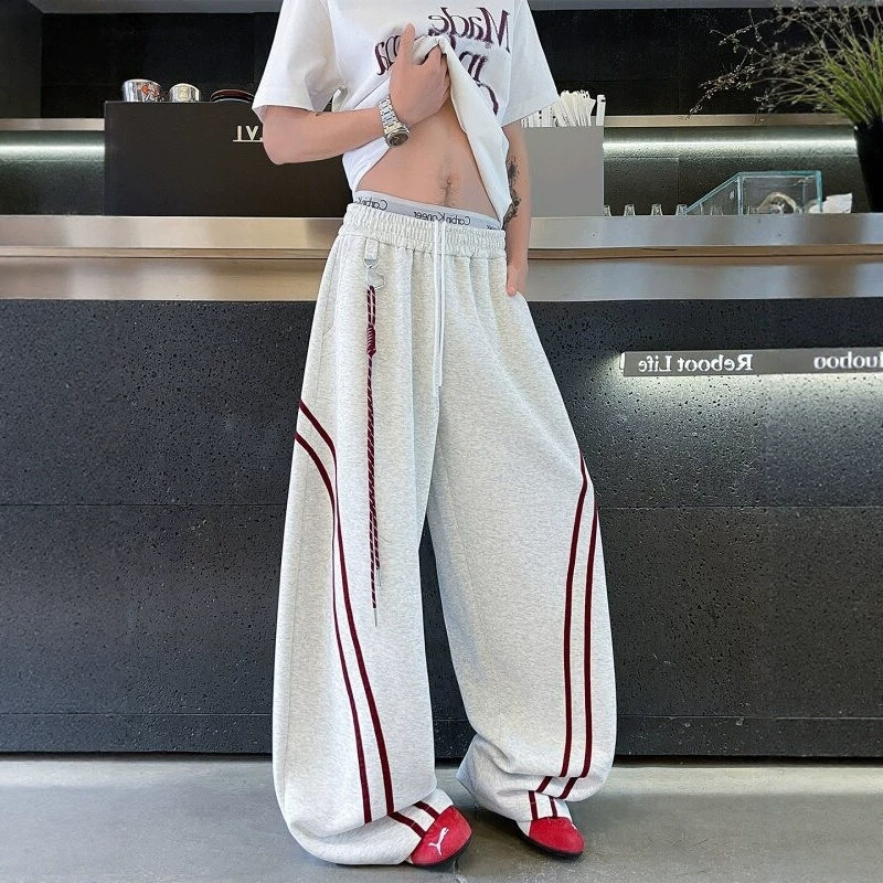 2026 Independent Brand Summer Men's Sweatpants Loose Fit Sports Straight Wide-Leg Striped Floor-Length Casual Pants in Stock 2026 Independent Brand Summer Men's Sweatpants Loose Fit Sports Straight Wide-Leg Striped Floor-Length Casual Pants in Stock