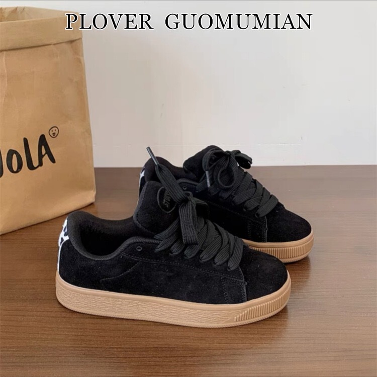 Hong Kong Style Original Niche Black Board Shoes Men's Ins National Fashion 2025 Spring New Student Sports Casual Bread Shoes