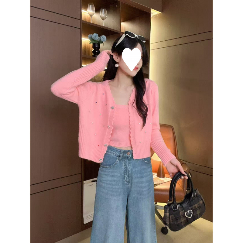 Conjunto Tejido de Dos Piezas para Mujer de Viscosa, Cárdigan y Tirantes, para Otoño image 8