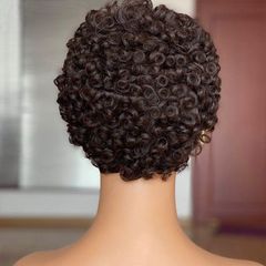 非洲小卷棕色假发美式风自然透气蓬松 afro Kinkly Curly Wig