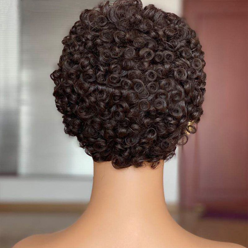 非洲小卷棕色假发美式风自然透气蓬松 afro Kinkly Curly Wig|undefined