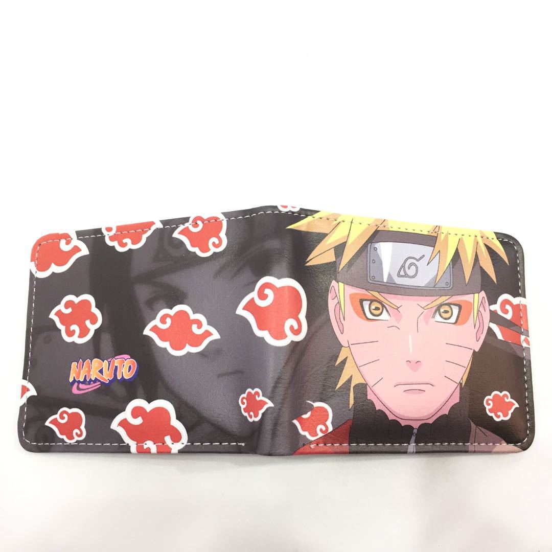 Hokage billetera Ninja Boy Sasuke Naruto nuevo tipo de bolso de tarjetas, bolso de cambio de dibujos animados Fuego Nube, cartera de cambio PU, bolso de piel