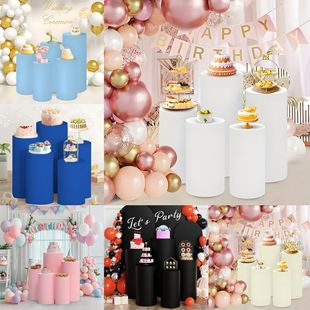 Cross-Border Wedding Cylindrical Dessert Tablecloth Single Piece Cake Shop Wedding Dessert Pure Color Table Cover Decorative Cloth Cover