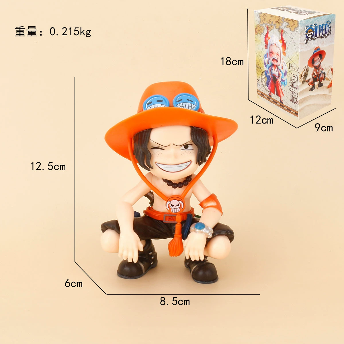 Q версия модная игрушка GK Ace фигура серия сидячая поза One Piece смеющийся Ace Yamato кукла модель автомобиля украшения