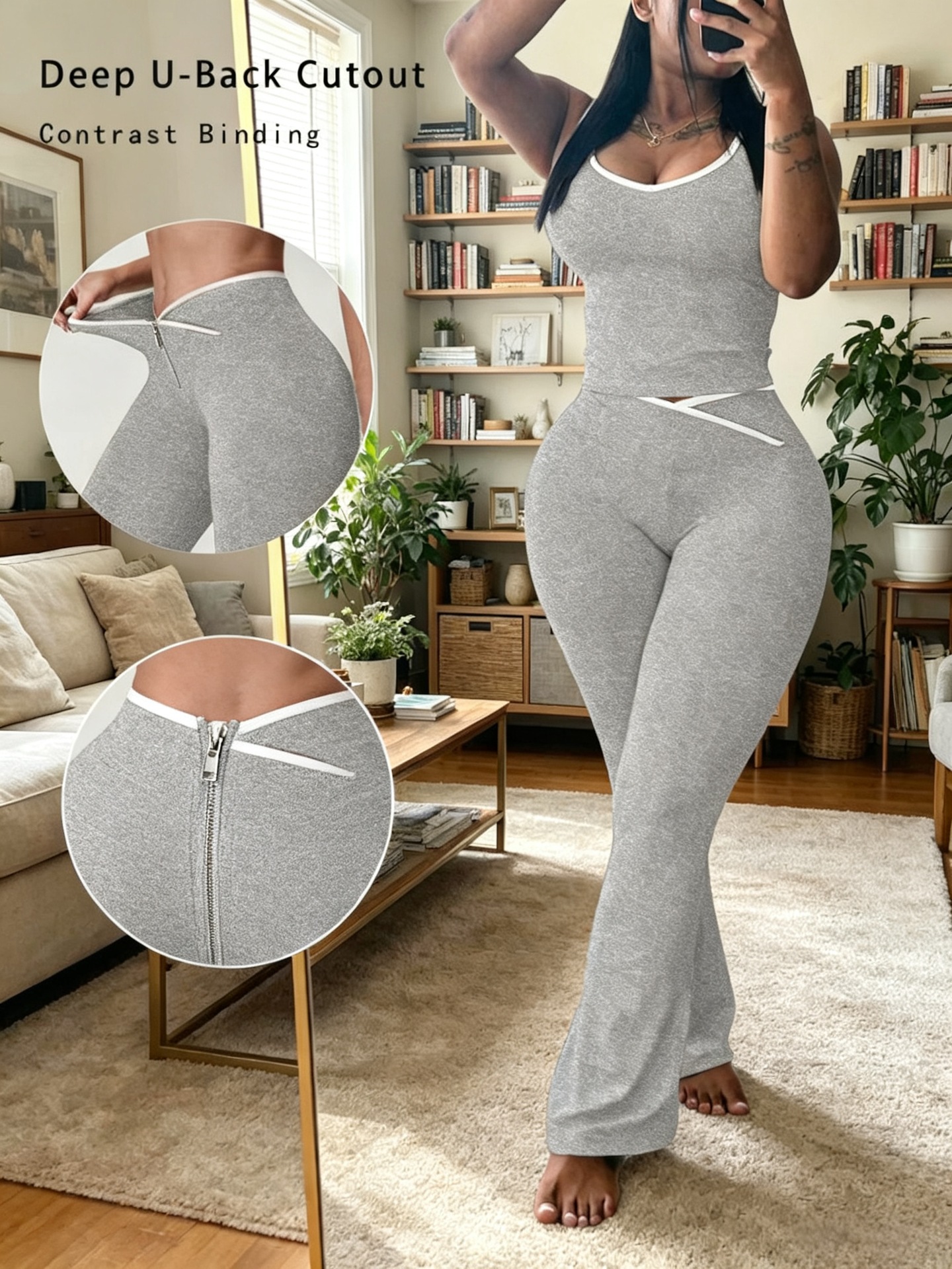 Women's Clothing Women's Style Round Neck Two Piece Set Summer Casual Vest Top And Trousers For Formal & Casual For Women_ecoleips.com