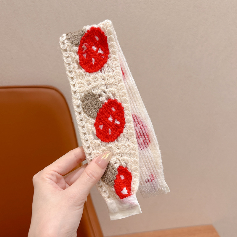 Otoño y invierno flores trituradas de punto Velcro cinta de cabello de alta calidad para mujeres frangeas acabado de cabello de artefacto de la niña bandas de cabello tocado