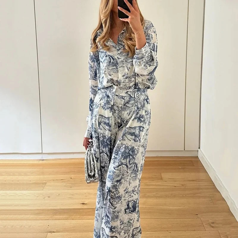 2026 New Spring Women's Clothing European And American Cross-Border Casual Outfits Relaxed Style Printed Shirt Fashion_ecoleips.com