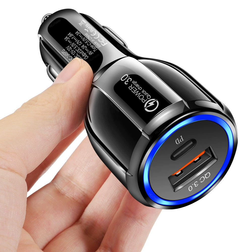 15W QC3.0+3A PD автомобильная зарядка быстрая зарядка автомобильная сигаретная зажигалка один драйв и дваflash зарядка оптом