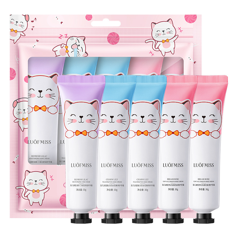 Lofan hermoso gato lindo mano crema traje hidratante cuidado mano lubricación mano crema traje