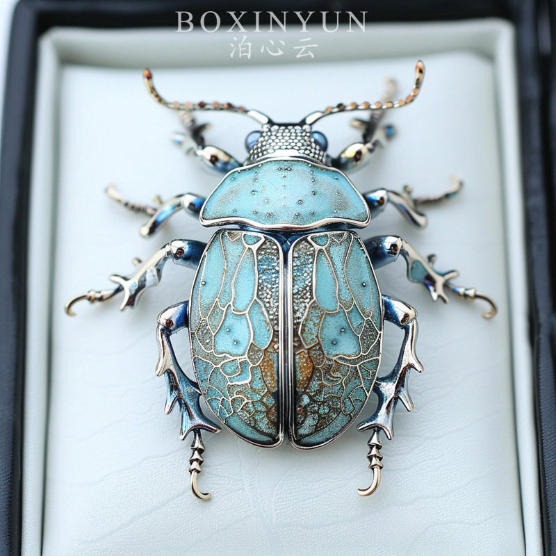 Popular Beetle Brooch from Boxin Cloud, European and American Light Luxury, Exquisite and High-End Personalized Clothing Accessories, Cross-Border Hot Item