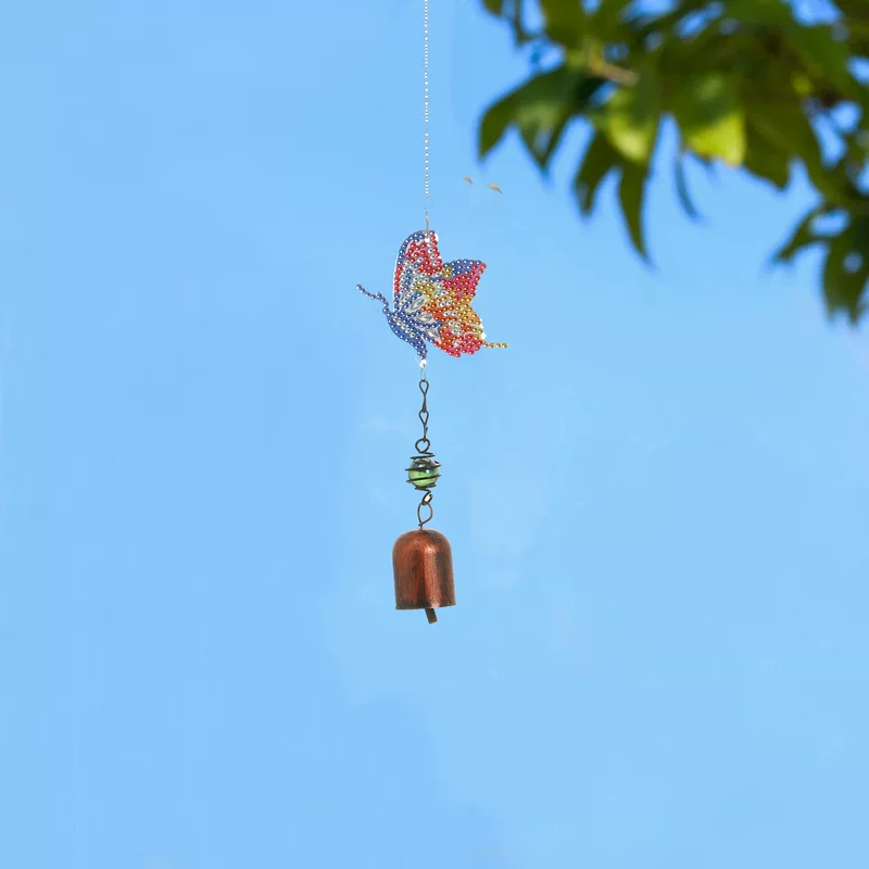 Acrylic double-sided small bell with butterfly, print, DIY