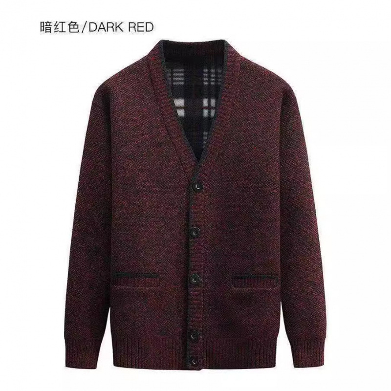 Comercio exterior profesional al por mayor invierno hombres de mediana edad más suéter de terciopelo cárdigan grueso con cuello en V para padres de mediana edad y ancianos