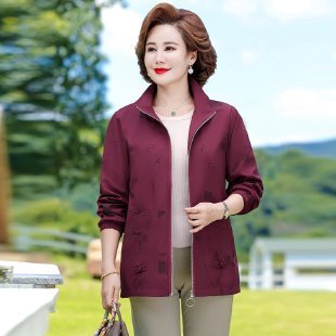 中年妈妈春秋时尚洋气春季外套女款老年人中老年2025新款春装上衣|undefined