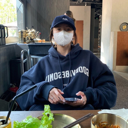 Women's American Letter Print Slim Hooded Sweatshirt Spring and Autumn Wear Loose Couple's Fashion Outerwear