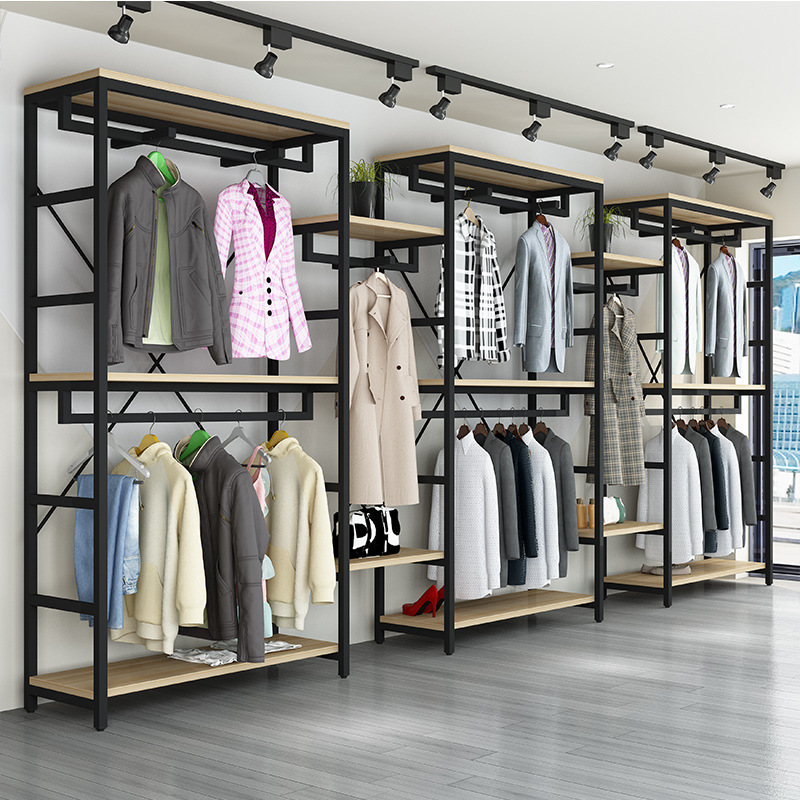 Clothing Store Display Rack Floor-Standing Double-Layer Clothes Rack Men's and Women's Clothing Store Shelves Home Display Cabinet Iron Clothes Rack Clothing Store Display Rack Floor-Standing Double-Layer Clothes Rack Men's and Women's Clothing Store Shelves Home Display Cabinet Iron Clothes Rack