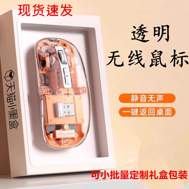 Transparent Mouse, Silent Wireless Bluetooth Mouse, Three-Mode Type Charging Model, Notebook Desktop Computer Mouse